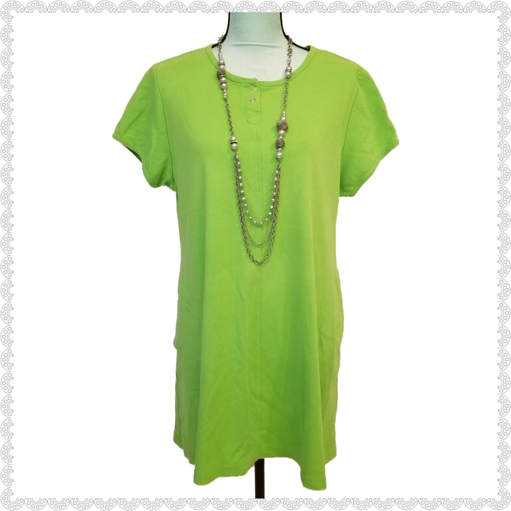 Calypso Lounge Lounge Shirt Dress Neon Green M